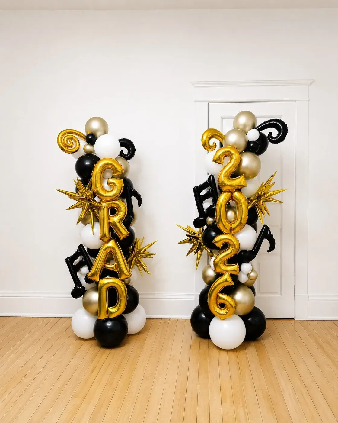Gold and black graduation columns